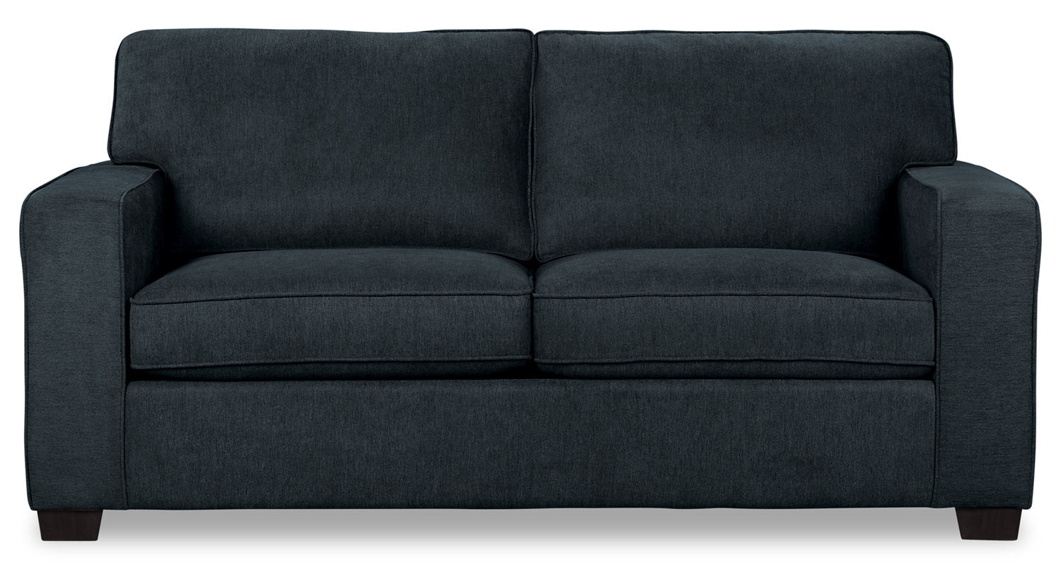 Made in Canada Fiona 74" Chenille Fabric Sofa with Track Arms - Navy Blue | Sofa Fiona de 74 po fabriqué au Canada en tissu de chenille avec accoudoirs rectilignes - bleu marine