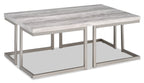 Jesse 47" Modern Coffee Table - Grey and Pewter with Metal Base|Table à café moderne Jesse de 47 po - grise et étain avec base en métal