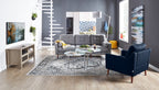 Josie 36" Glam Round Glass Top Nesting Coffee Tables - Grey Marble Look with Metal Legs|Tables à café gigognes rondes somptueuses Josie de 36 po avec dessus en verre - imitation de marbre gris avec pattes en métal