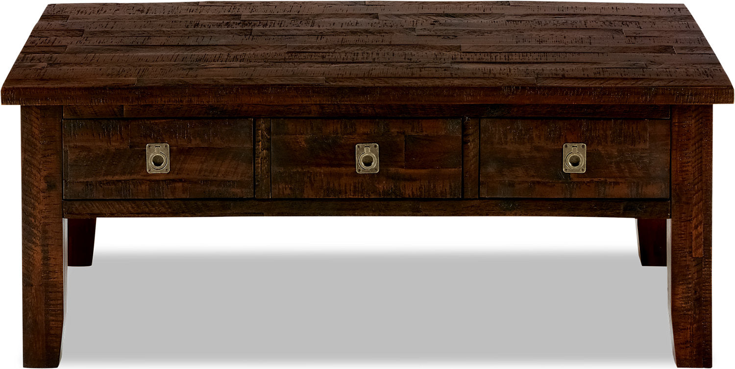 Konagrove 48" Rustic Coffee Table with Storage and Casters - Dark Brown  Wood|Table à café rustique Konagrove de 48 po avec rangement et roulettes - bois brun foncé
