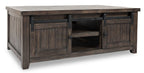 Madison 50" Rustic Coffee Table With Storage, Shelf and Casters - Grey Brown Wood|Table à café rustique Madison de 50 po avec rangement, tablette et roulettes - bois gris-brun