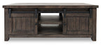 Madison 50" Rustic Coffee Table With Storage, Shelf and Casters - Grey Brown Wood|Table à café rustique Madison de 50 po avec rangement, tablette et roulettes - bois gris-brun