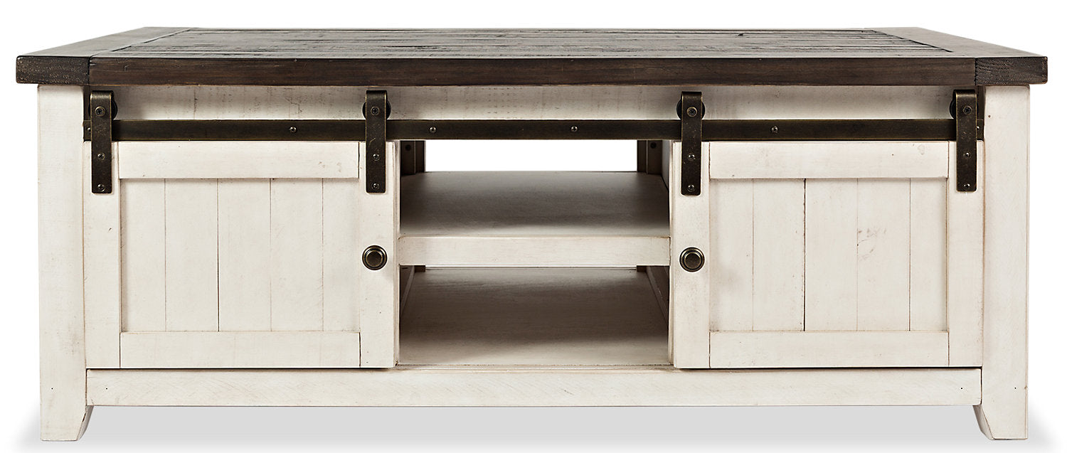 Madison 50" Rustic Coffee Table With Storage, Shelf and Casters - White Wood|Table à café rustique Madison de 50 po avec rangement, tablette et roulettes - bois blanc