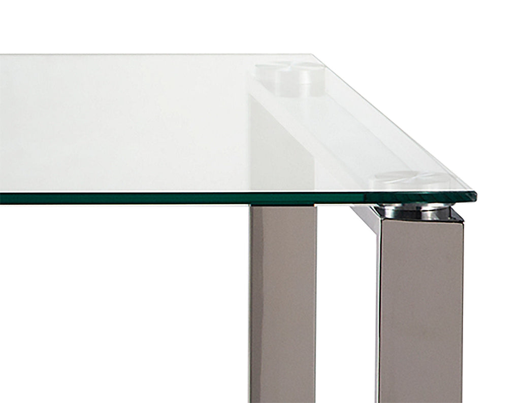 Metro 47" Modern Glass Top Coffee Table - Silver with Metal Legs|Table à café moderne Metro de 47 po avec dessus en verre - argentée avec pattes en métal