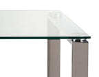 Metro 47" Modern Glass Top Coffee Table - Silver with Metal Legs|Table à café moderne Metro de 47 po avec dessus en verre - argentée avec pattes en métal