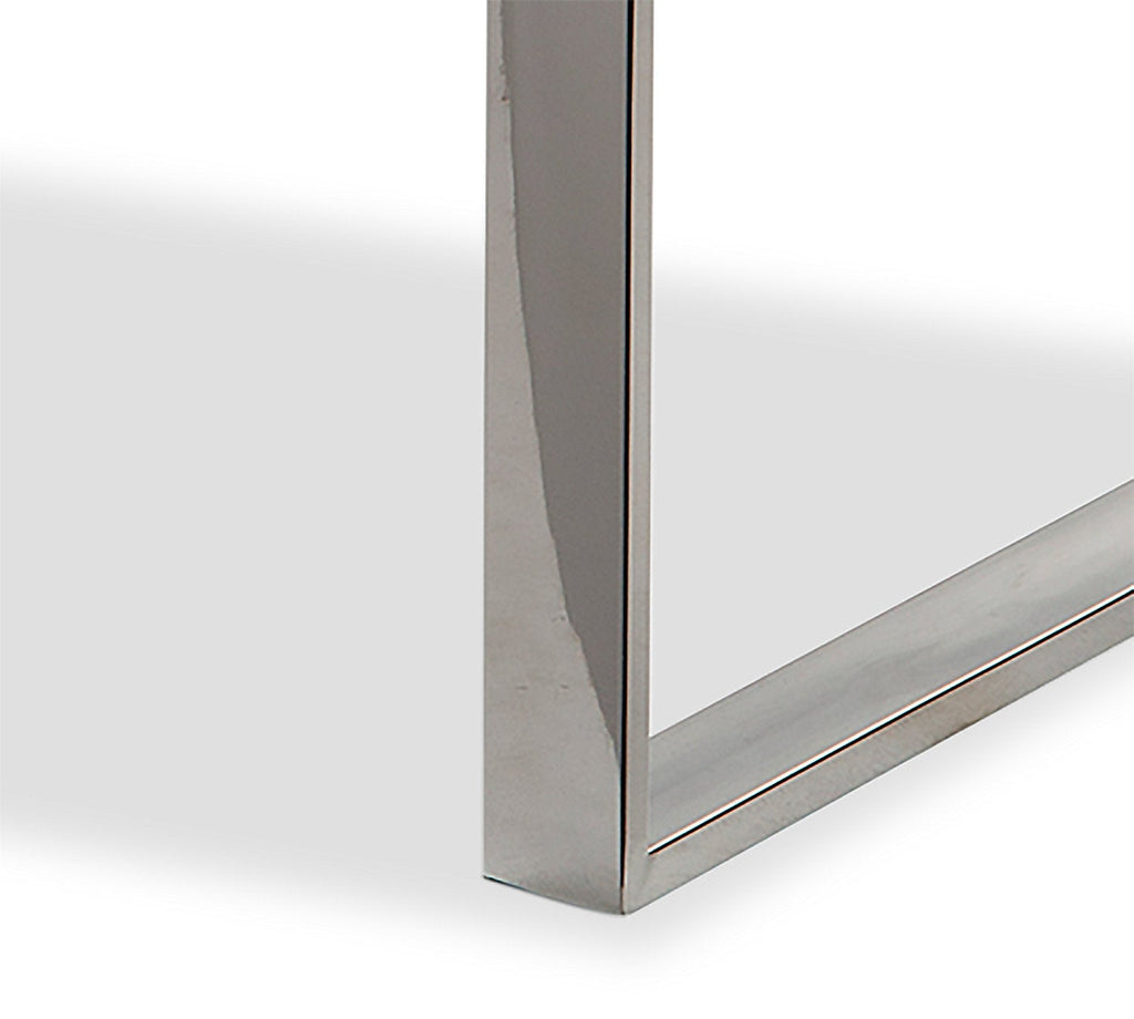 Metro 47" Modern Glass Top Coffee Table - Silver with Metal Legs|Table à café moderne Metro de 47 po avec dessus en verre - argentée avec pattes en métal