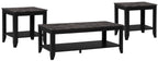 Roma  47.5" 3-Pack Coffee + 2 End Tables with Shelf - Black Marble Look |Ensemble 3 tables Roma de 47,5 po (table à café et 2 tables de bout) avec tablette - imitation de marbre noir
