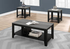 Rory 42" Traditional 3-Pack Coffee + 2 End Tables with Shelf - Grey and Black |Ensemble 3 tables traditionnelles Rory de 42 po (table à café et 2 tables de bout) avec tablette - gris et noir