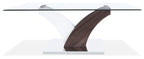 Tuxedo 48" Modern Glass Top Coffee Table - White and Grey with Metal Base|Table à café moderne Tuxedo de 48 po avec dessus en verre - blanche et grise avec base en métal