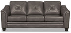 Andi 84" Leather-Look Fabric Sofa with Button Tufting - Grey | Sofa Andi de 84 po en tissu d’apparence cuir avec capitonnage - gris