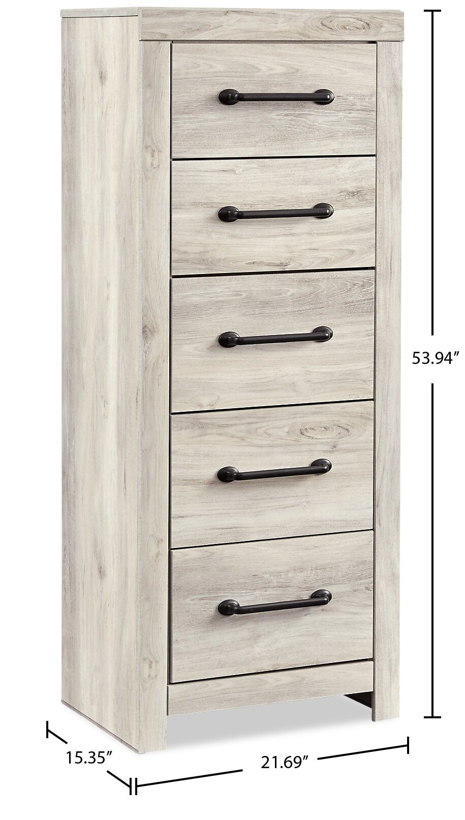 Abby Bedroom Narrow Chest of Drawers, 5-Drawer, 21.7"W x 53.9"H - White | Commode verticale étroite Abby de 21,7 po (L) x 53,9 po (H) à 5 tiroirs pour la chambre à coucher - blanche
