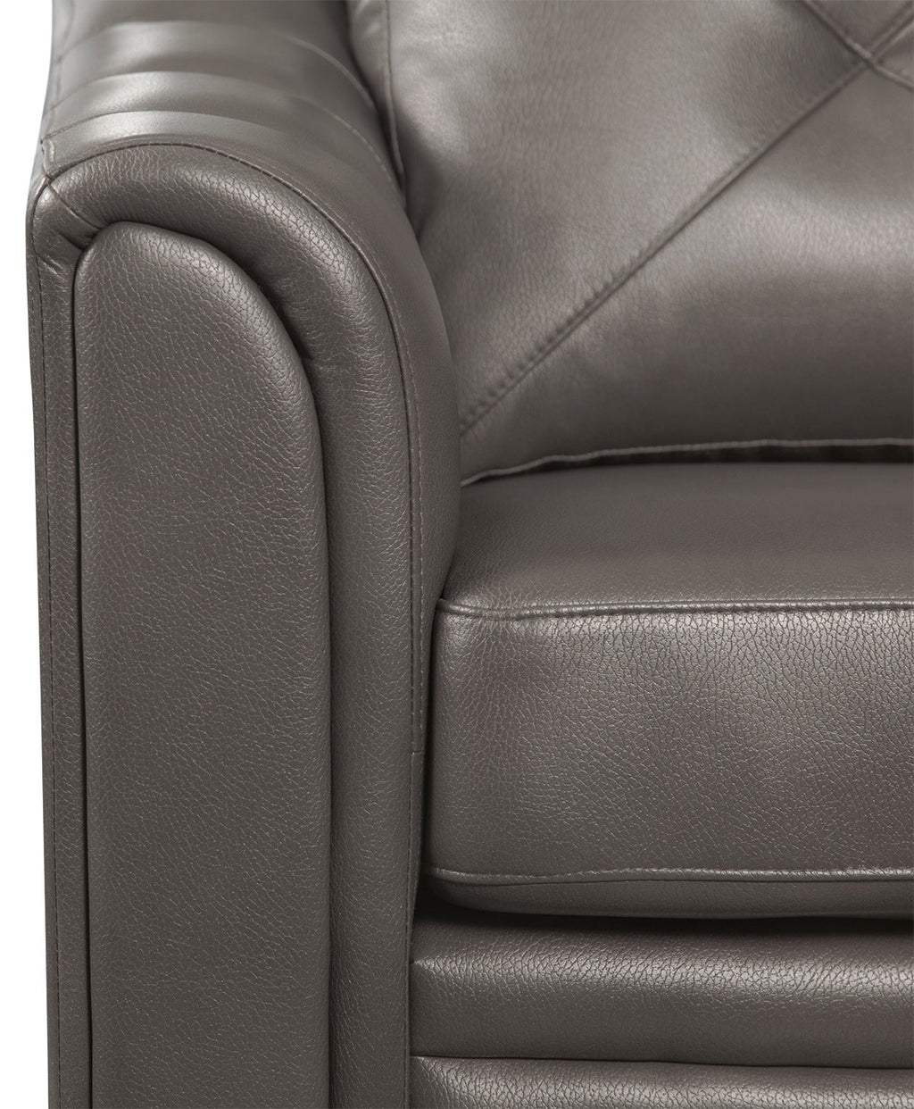 Andi 84" Leather-Look Fabric Sofa with Button Tufting - Grey | Sofa Andi de 84 po en tissu d’apparence cuir avec capitonnage - gris