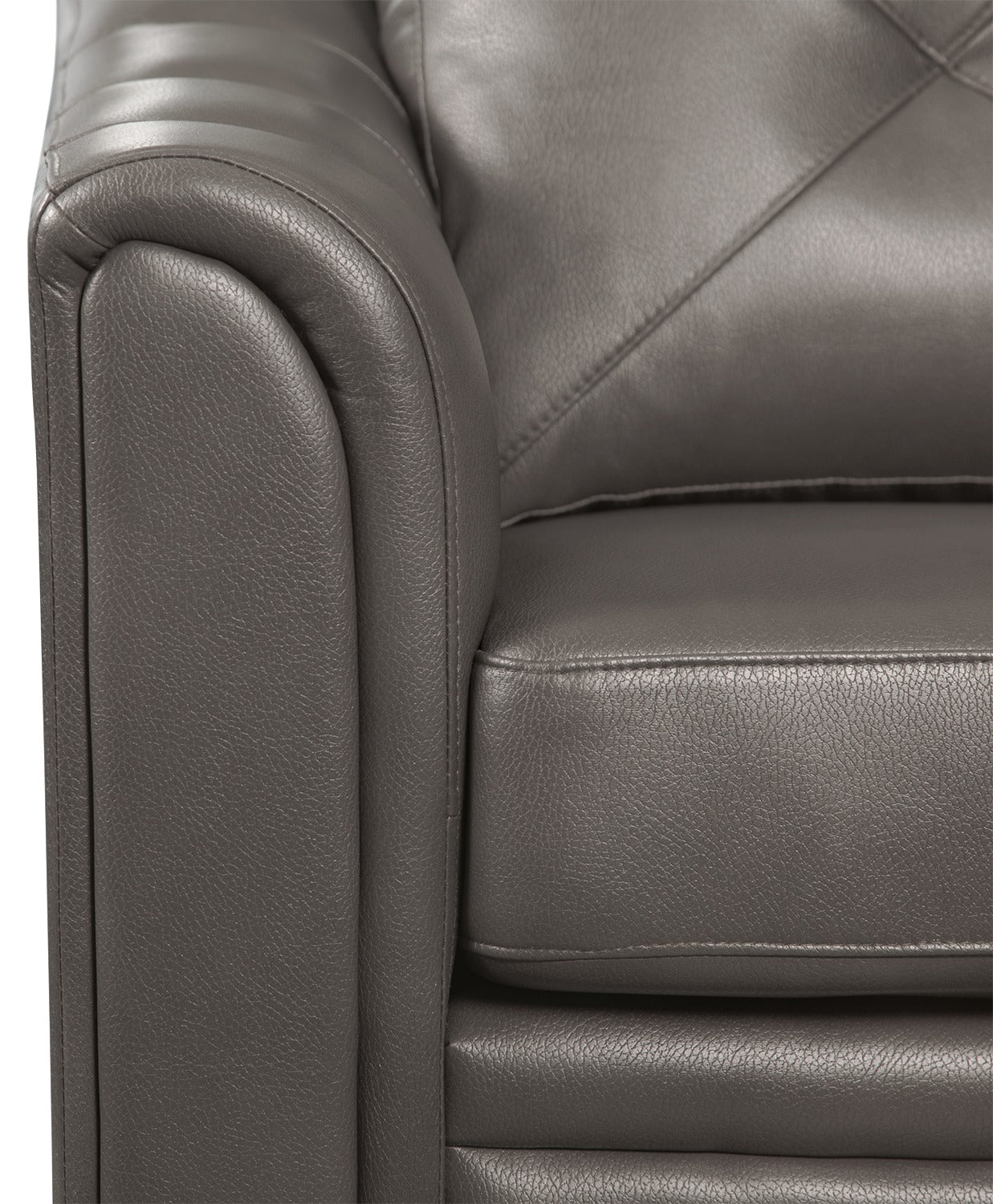 Andi 84" Leather-Look Fabric Sofa with Button Tufting - Grey | Sofa Andi de 84 po en tissu d’apparence cuir avec capitonnage - gris
