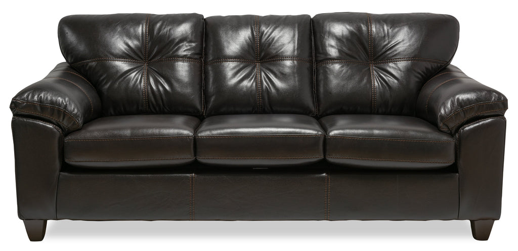 Made in Canada Addison 86" Leather-Look Fabric Sofa with Removable Seat Cushion and Tufting - Blackberry Black | Sofa Addison de 86 po fabriqué au Canada en tissu d’apparence cuir avec coussin de siège amovible et capitonnage - noir mûre
