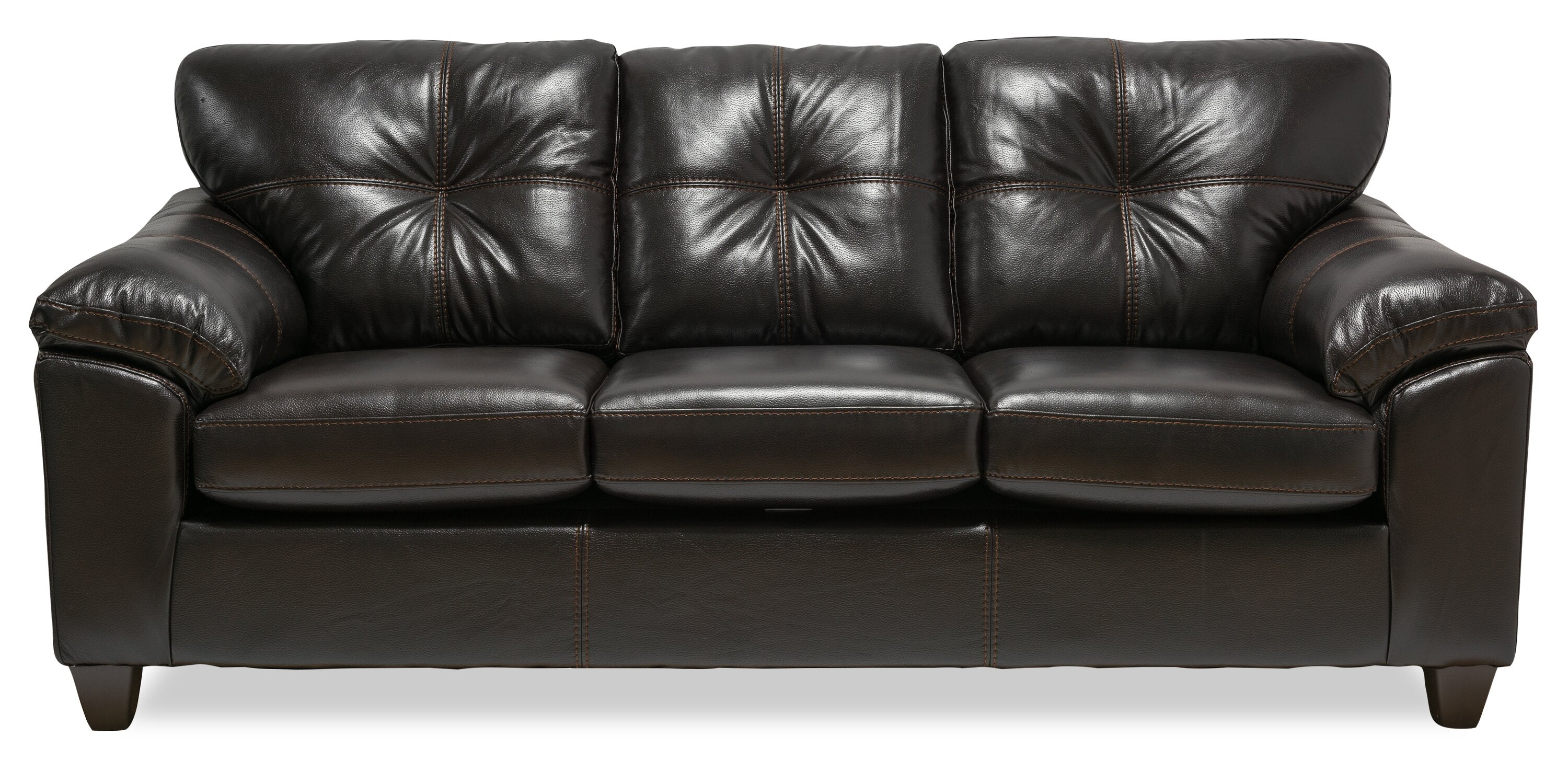 Made in Canada Addison 86" Leather-Look Fabric Sofa with Removable Seat Cushion and Tufting - Blackberry Black | Sofa Addison de 86 po fabriqué au Canada en tissu d’apparence cuir avec coussin de siège amovible et capitonnage - noir mûre