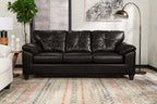 Made in Canada Addison 86" Leather-Look Fabric Sofa with Removable Seat Cushion and Tufting - Blackberry Black | Sofa Addison de 86 po fabriqué au Canada en tissu d’apparence cuir avec coussin de siège amovible et capitonnage - noir mûre