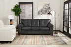 Made in Canada Addison 86" Leather-Look Fabric Sofa with Tufted Back Cushion - Grey | Sofa Addison de 86 po fabriqué au Canada en tissu d’apparence cuir avec coussin de dossier capitonné - gris
