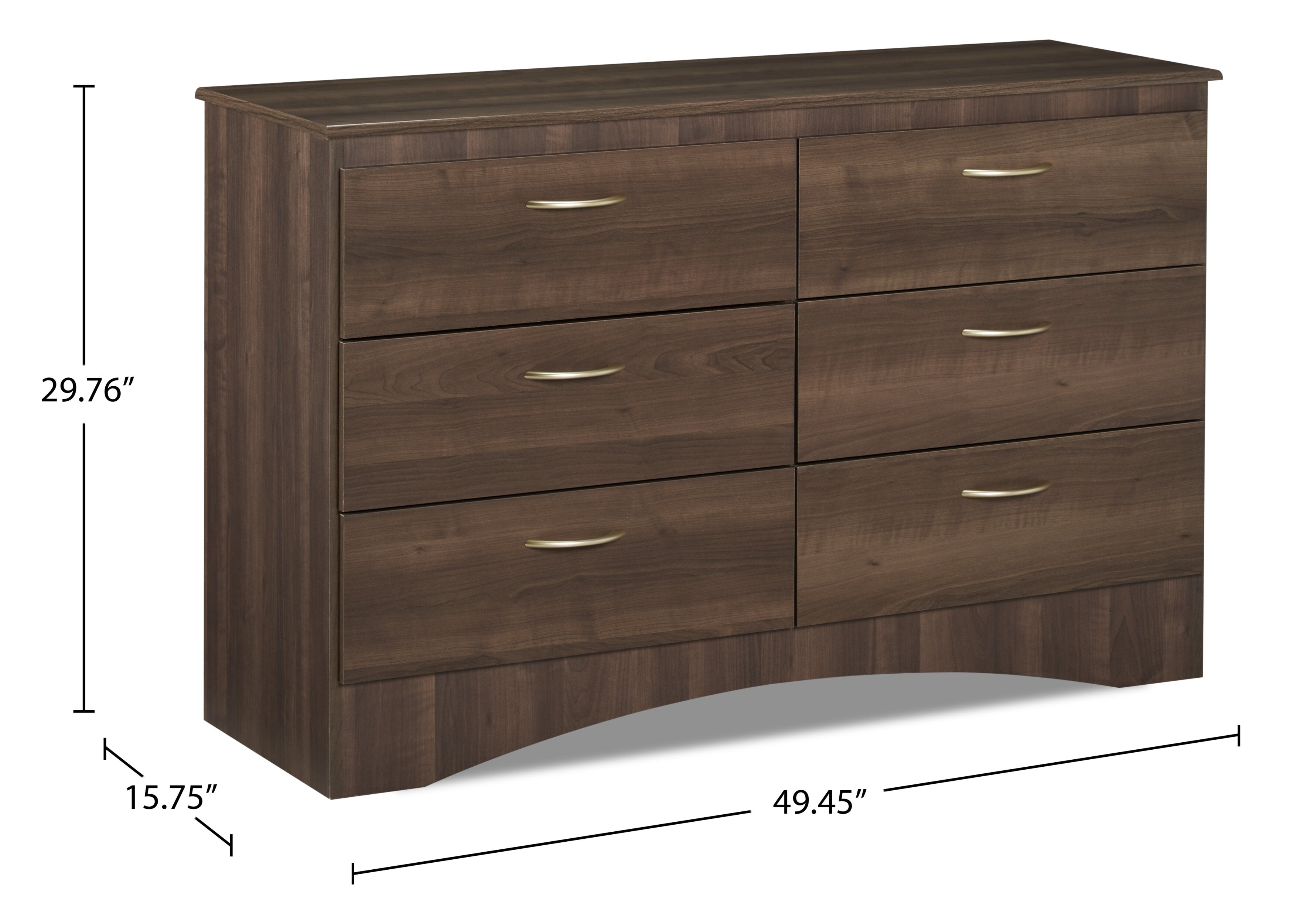 Aida Bedroom 6-Drawer Dresser, 49.5"W x 29.8"H, Made in Canada - Brown | Commode Aida de 49,5 po (L) x 29,8 po (H) à 6 tiroirs pour la chambre à coucher, fabriquée au Canada - brune
