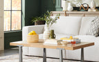 Alton 48" Modern Coffee Table - Light Oak with Grey Metal Legs | Table à café Alton moderne de 48 po - chêne clair avec pattes en métal gris