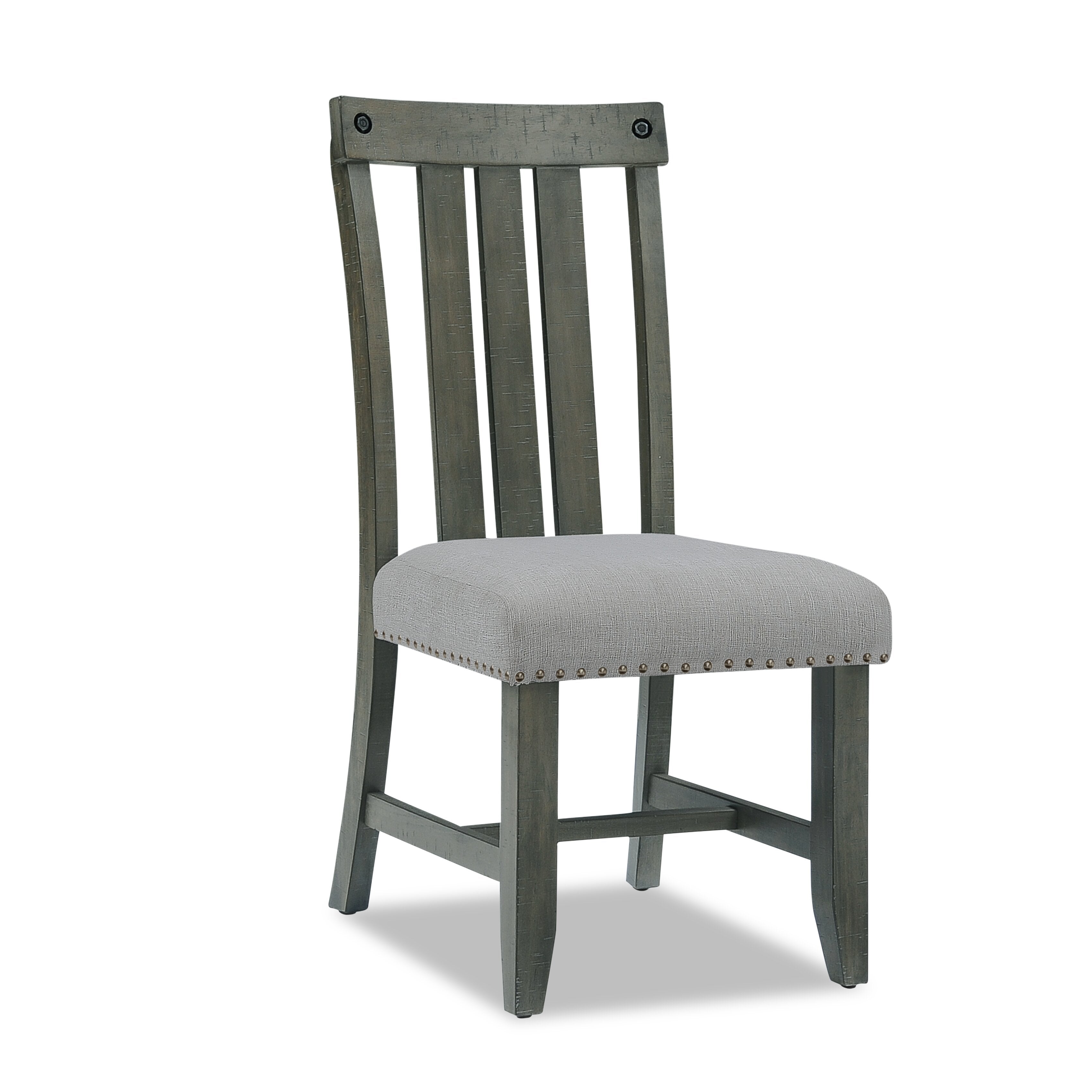 Alto Dining Chair with Linen-Look Fabric, Slat-Back - Grey | Chaise de salle à manger Alto en tissu d’apparence lin avec dossier à lattes - gris