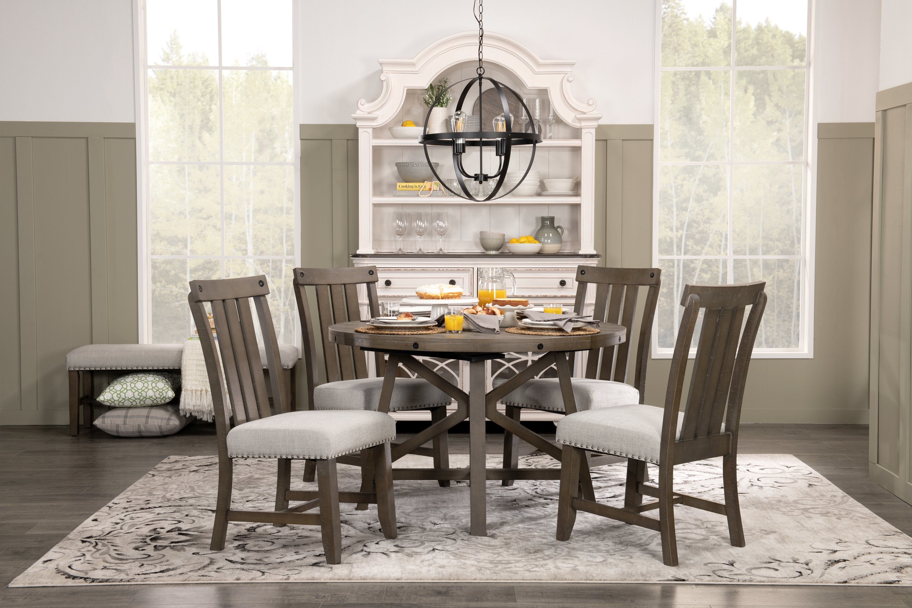 Alto Dining Chair with Linen-Look Fabric, Slat-Back - Grey | Chaise de salle à manger Alto en tissu d’apparence lin avec dossier à lattes - gris