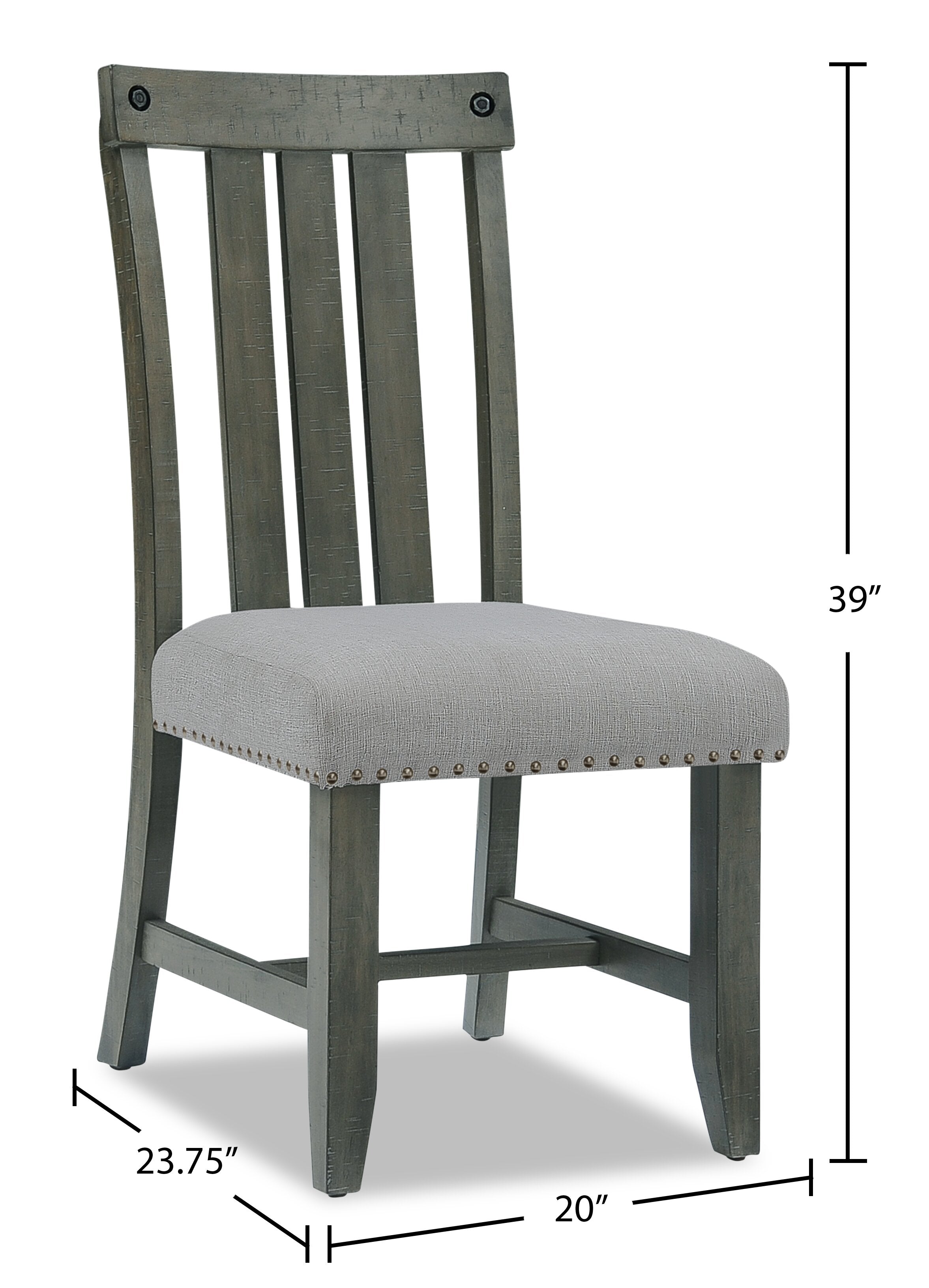 Alto Dining Chair with Linen-Look Fabric, Slat-Back - Grey | Chaise de salle à manger Alto en tissu d’apparence lin avec dossier à lattes - gris