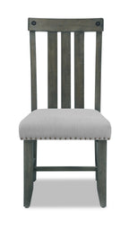 Alto Dining Chair with Linen-Look Fabric, Slat-Back - Grey | Chaise de salle à manger Alto en tissu d’apparence lin avec dossier à lattes - gris