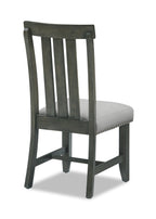 Alto Dining Chair with Linen-Look Fabric, Slat-Back - Grey | Chaise de salle à manger Alto en tissu d’apparence lin avec dossier à lattes - gris