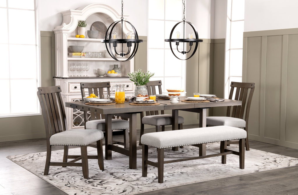 Alto Dining Table with 65-83"W Extension, Trestle Base - Grey | Table de salle à manger Alto de 65 po à 83 po (L) avec rallonge et base à tréteaux - grise