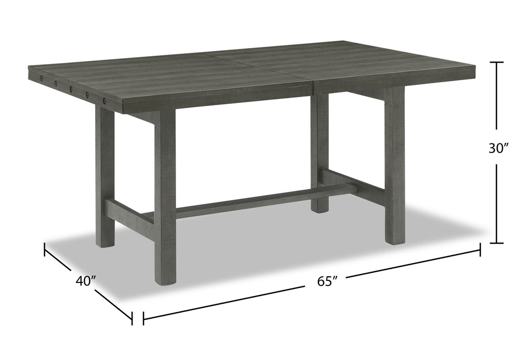 Alto Dining Table with 65-83"W Extension, Trestle Base - Grey | Table de salle à manger Alto de 65 po à 83 po (L) avec rallonge et base à tréteaux - grise