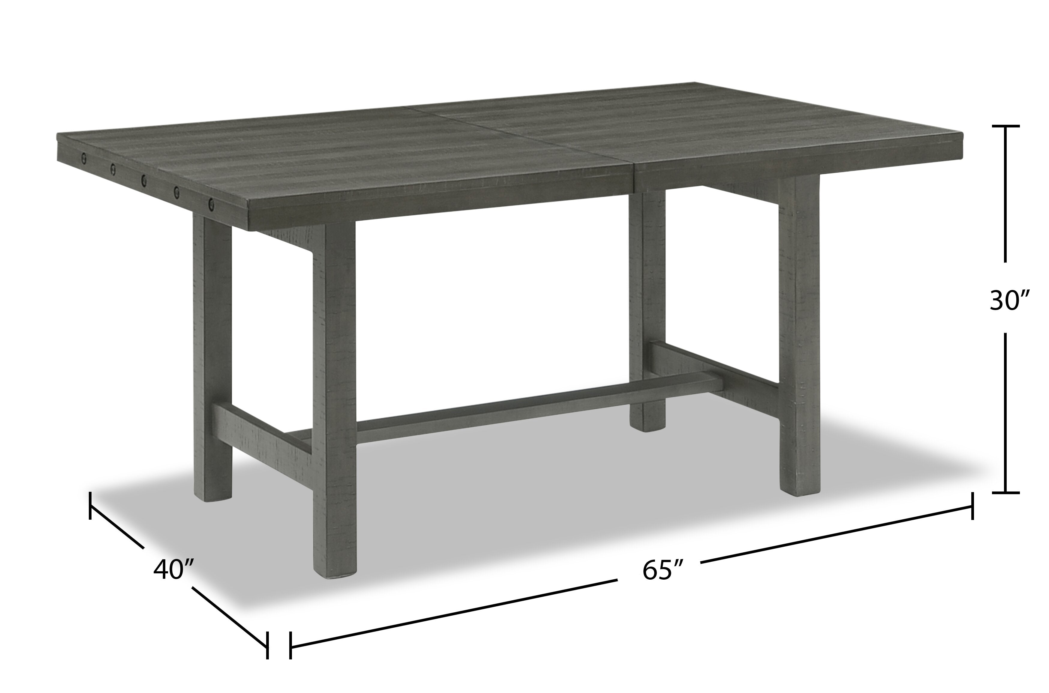Alto Dining Table with 65-83"W Extension, Trestle Base - Grey | Table de salle à manger Alto de 65 po à 83 po (L) avec rallonge et base à tréteaux - grise