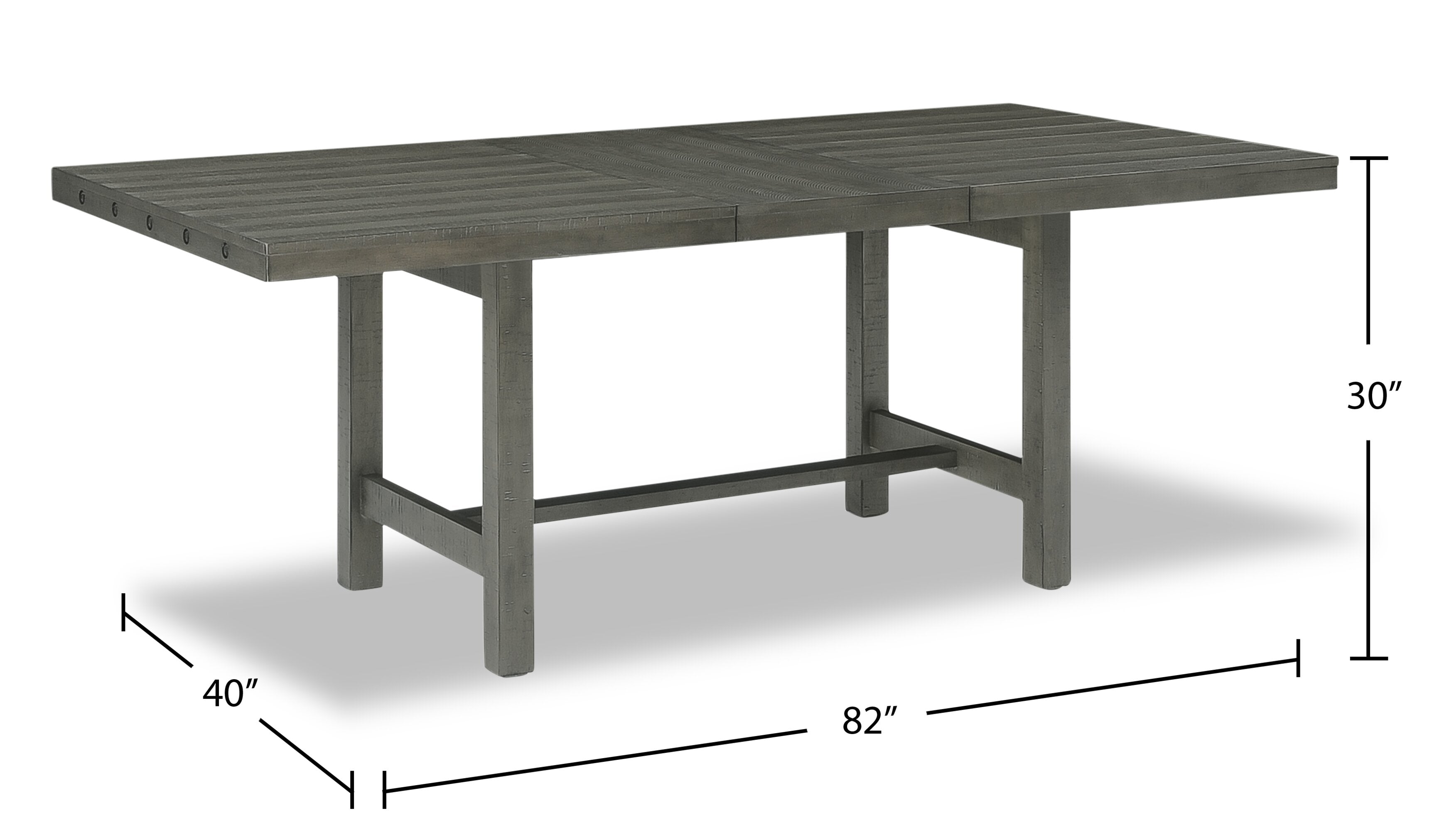 Alto Dining Table with 65-83"W Extension, Trestle Base - Grey | Table de salle à manger Alto de 65 po à 83 po (L) avec rallonge et base à tréteaux - grise