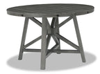 Alto Round Dining Table with 48-66"W Extension, Trestle Base - Grey | Table de salle à manger ronde Alto de 48 po à 66 po avec rallonge et base à tréteaux - grise