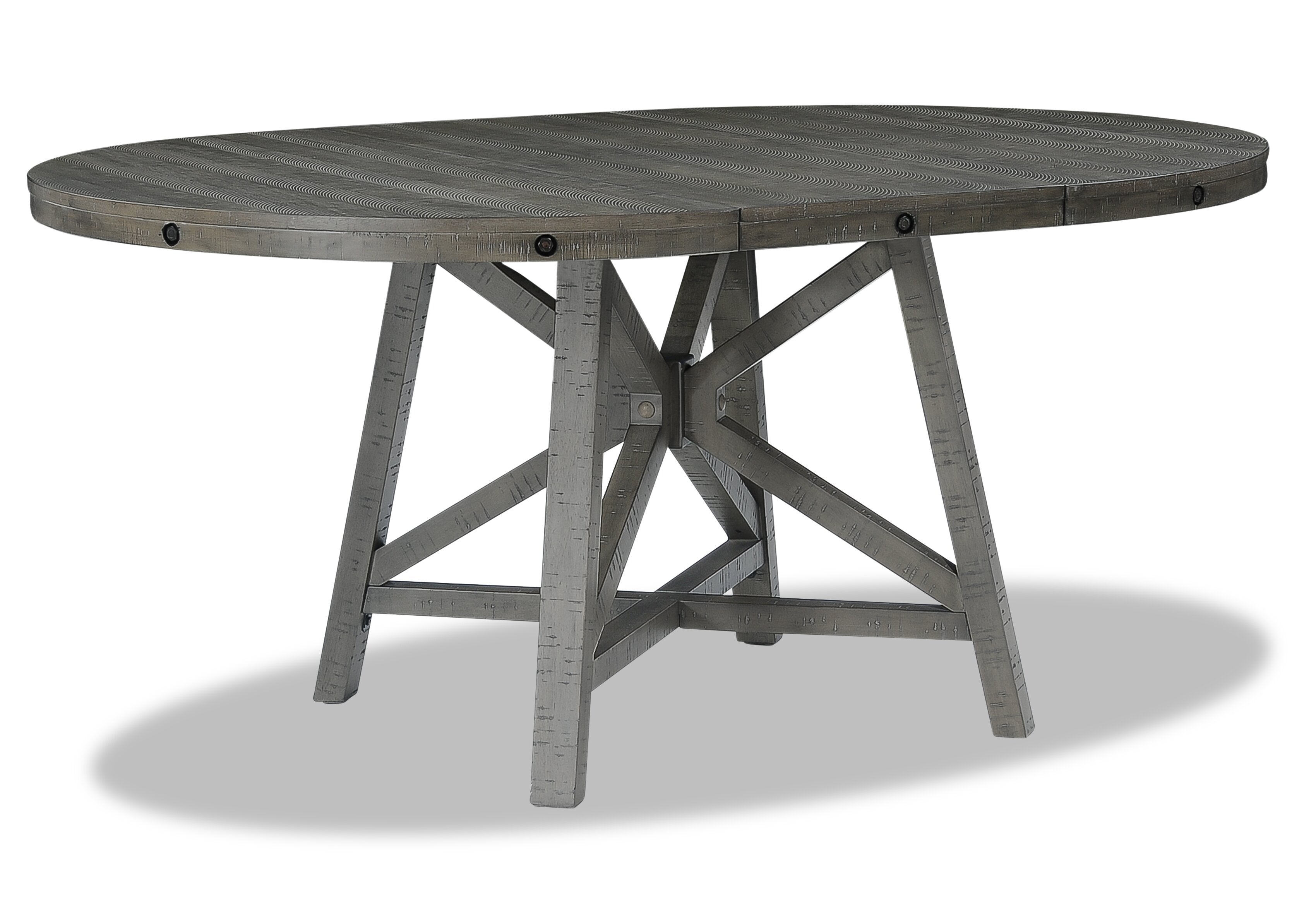 Alto Round Dining Table with 48-66"W Extension, Trestle Base - Grey | Table de salle à manger ronde Alto de 48 po à 66 po avec rallonge et base à tréteaux - grise