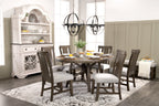 Alto Round Dining Table with 48-66"W Extension, Trestle Base - Grey | Table de salle à manger ronde Alto de 48 po à 66 po avec rallonge et base à tréteaux - grise