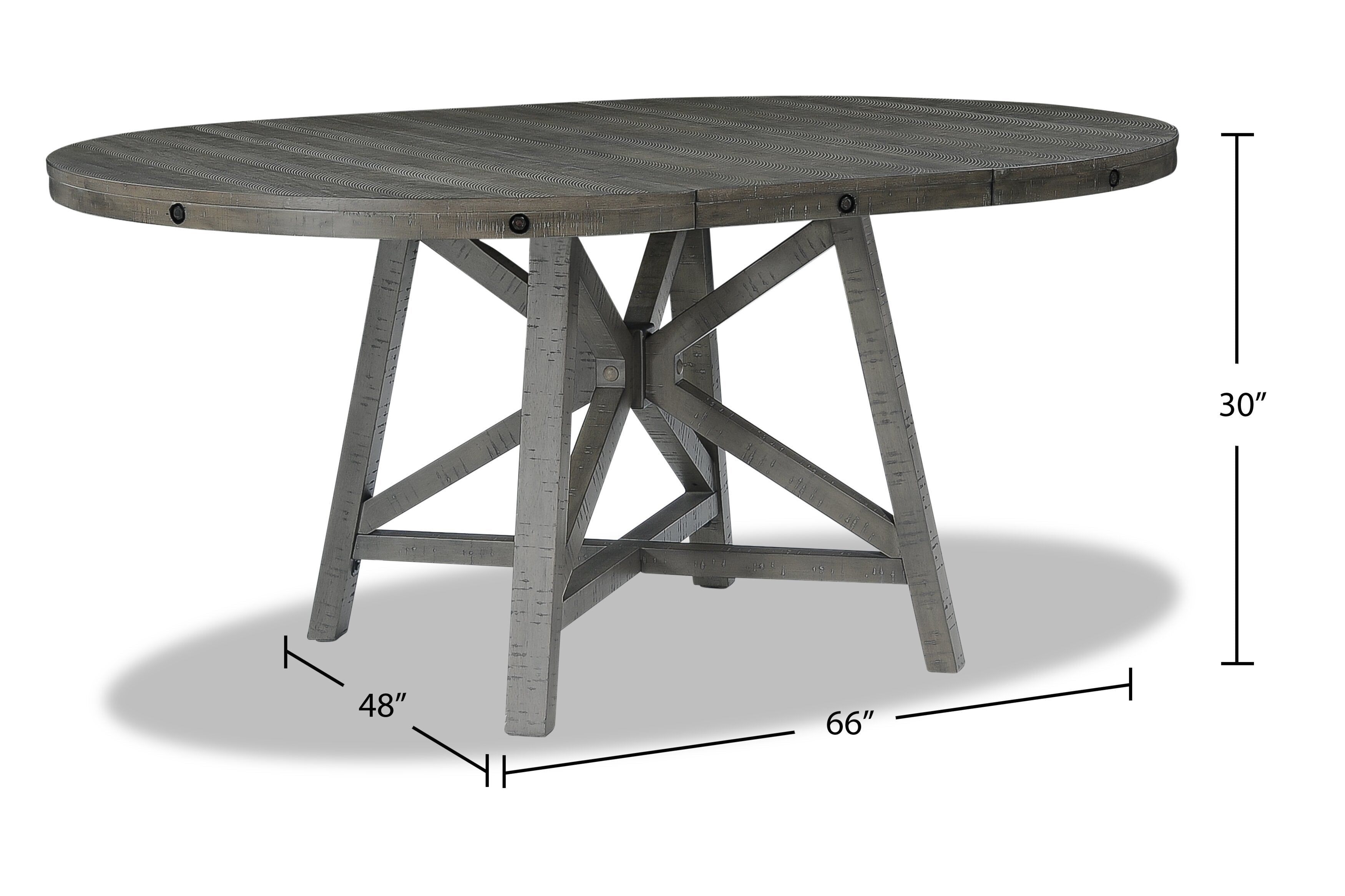 Alto Round Dining Table with 48-66"W Extension, Trestle Base - Grey | Table de salle à manger ronde Alto de 48 po à 66 po avec rallonge et base à tréteaux - grise