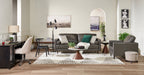 Alwin 31.5” Modern Round Coffee Table with White Sintered Stone Top - Brown | Table à café ronde moderne Alwin de 31,5 po avec dessus en pierre frittée blanche - brune