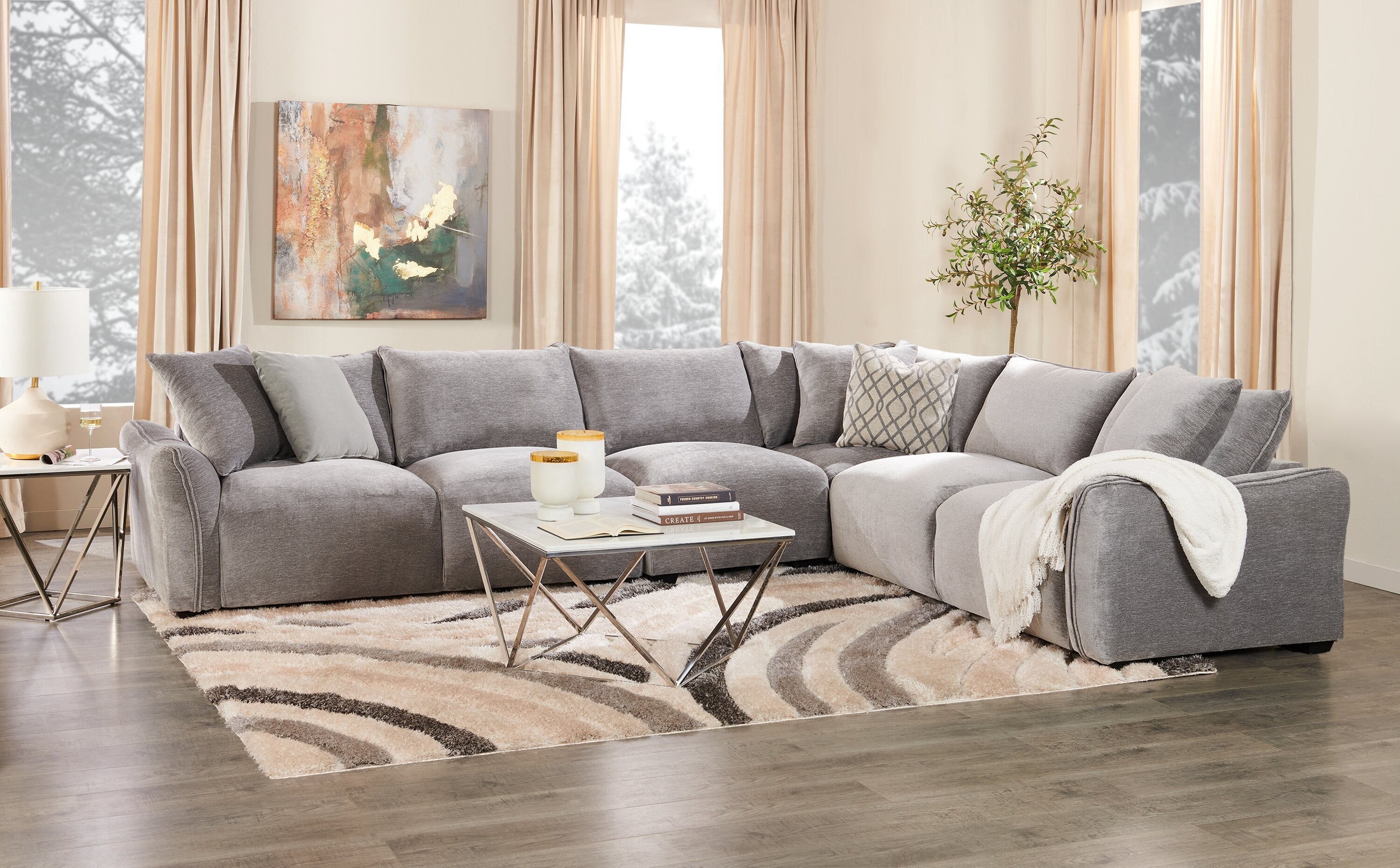 Amanda 31.5" Modern Square Coffee Table - White Marble Top with Chrome Metal Base|Table à café carrée moderne Amanda de 31,5 po - dessus en marbre blanc avec base en métal chromé