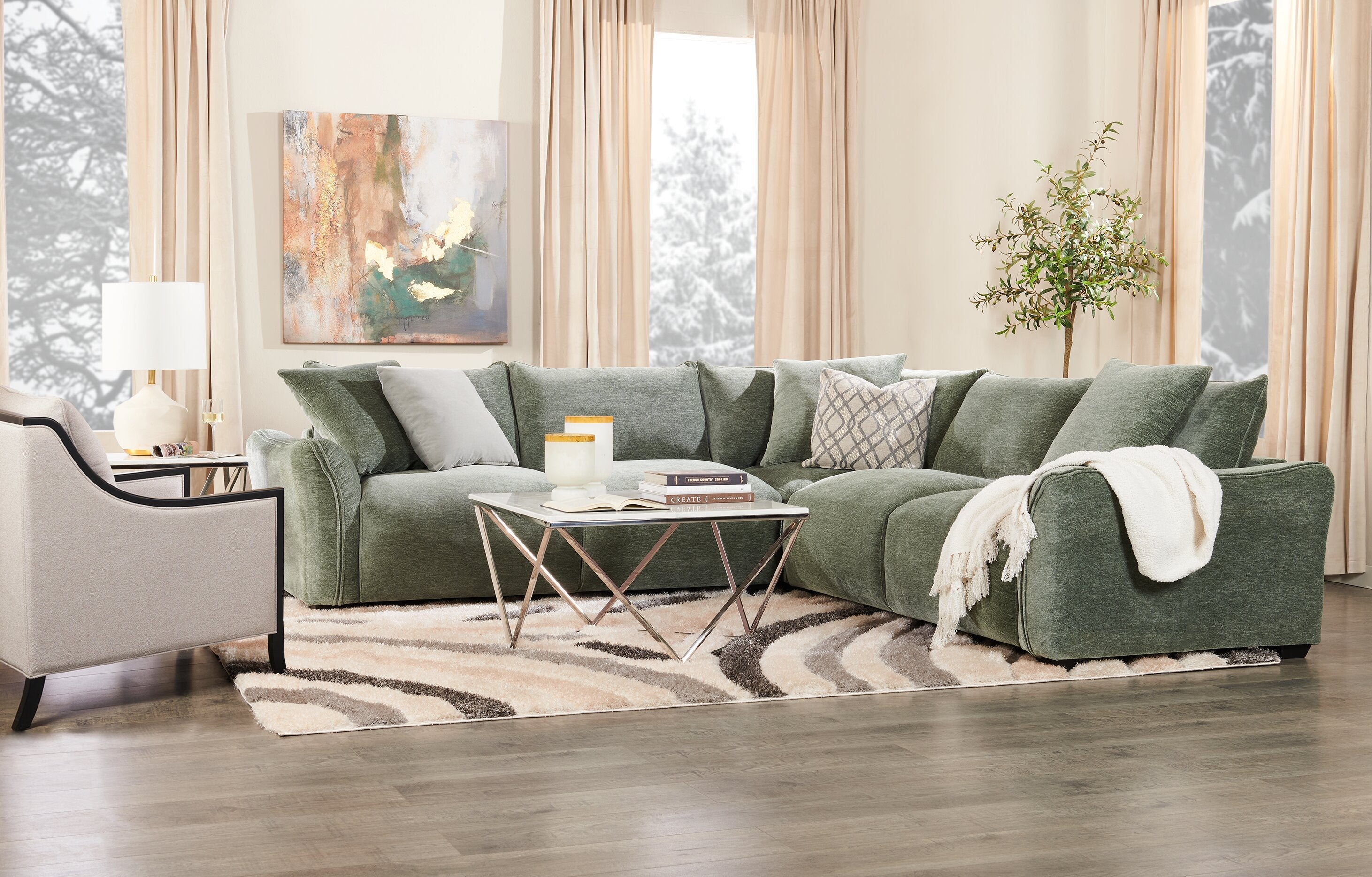 Amanda 31.5" Modern Square Coffee Table - White Marble Top with Chrome Metal Base|Table à café carrée moderne Amanda de 31,5 po - dessus en marbre blanc avec base en métal chromé