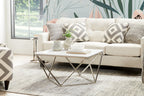 Amanda 31.5" Modern Square Coffee Table - White Marble Top with Chrome Metal Base|Table à café carrée moderne Amanda de 31,5 po - dessus en marbre blanc avec base en métal chromé