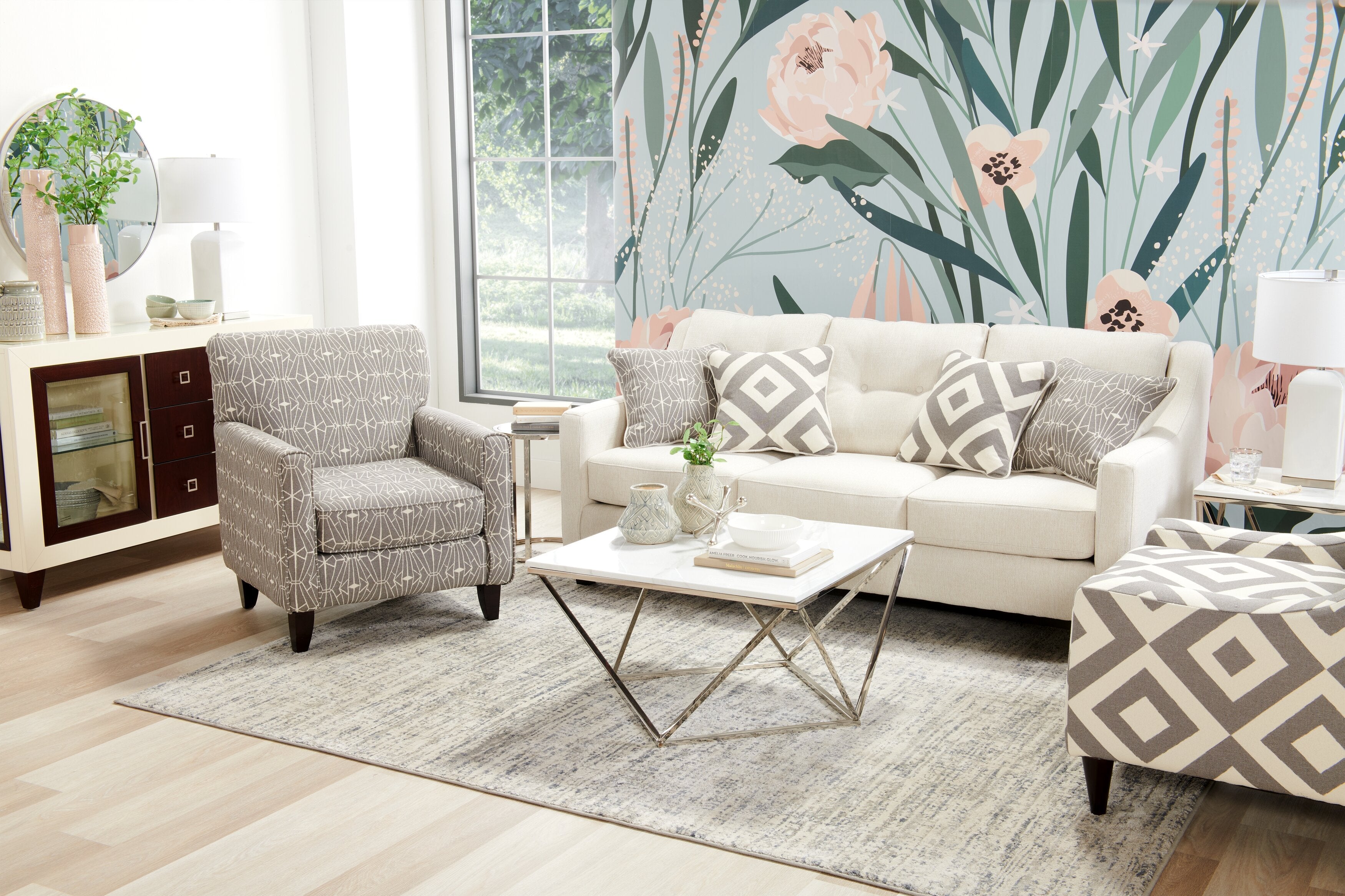 Amanda 31.5" Modern Square Coffee Table - White Marble Top with Chrome Metal Base|Table à café carrée moderne Amanda de 31,5 po - dessus en marbre blanc avec base en métal chromé