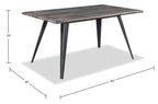 Amos Dining Table, Metal, 60"W - Grey | Table de salle à manger Amos de 60 po (L) en métal - grise