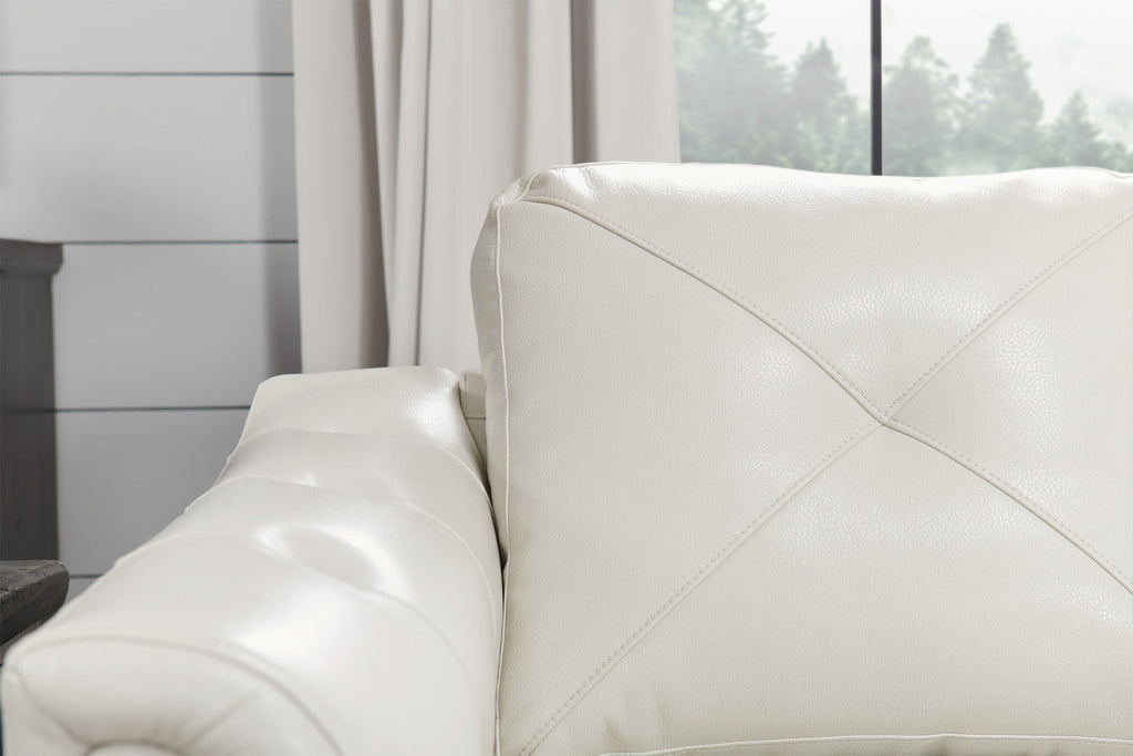 Andi 84" Leather-Look Fabric Sofa with Button Tufting - Beige | Sofa Andi de 84 po en tissu d’apparence cuir avec capitonnage - beige
