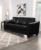 Andi 84" Leather-Look Fabric Sofa with Button Tufting - Black | Sofa Andi de 84 po en tissu d’apparence cuir avec capitonnage - noir