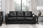 Andi 84" Leather-Look Fabric Sofa with Button Tufting - Black | Sofa Andi de 84 po en tissu d’apparence cuir avec capitonnage - noir