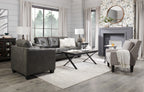 Andi 84" Leather-Look Fabric Sofa with Button Tufting - Grey | Sofa Andi de 84 po en tissu d’apparence cuir avec capitonnage - gris