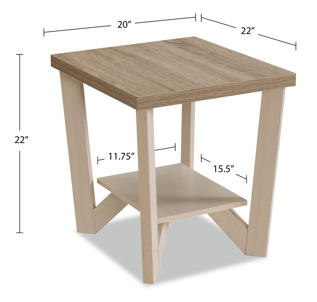Arika 47.5" Modern 3-Pack Coffee + 2 End Tables with Shelf - Ivory |Ensemble 3 tables modernes Arika de 47,5 po (table à café et 2 tables de bout) avec tablette - ivoire