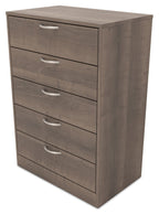 Arlo Bedroom Chest of Drawers, 5-Drawer, 23.6"W x 36.2"H, Made in Canada - Grey/Brown | Commode verticale Arlo de 23,6 po (L) x 36,2 po (H) à 5 tiroirs pour la chambre à coucher, fabriquée au Canada - gris-brun