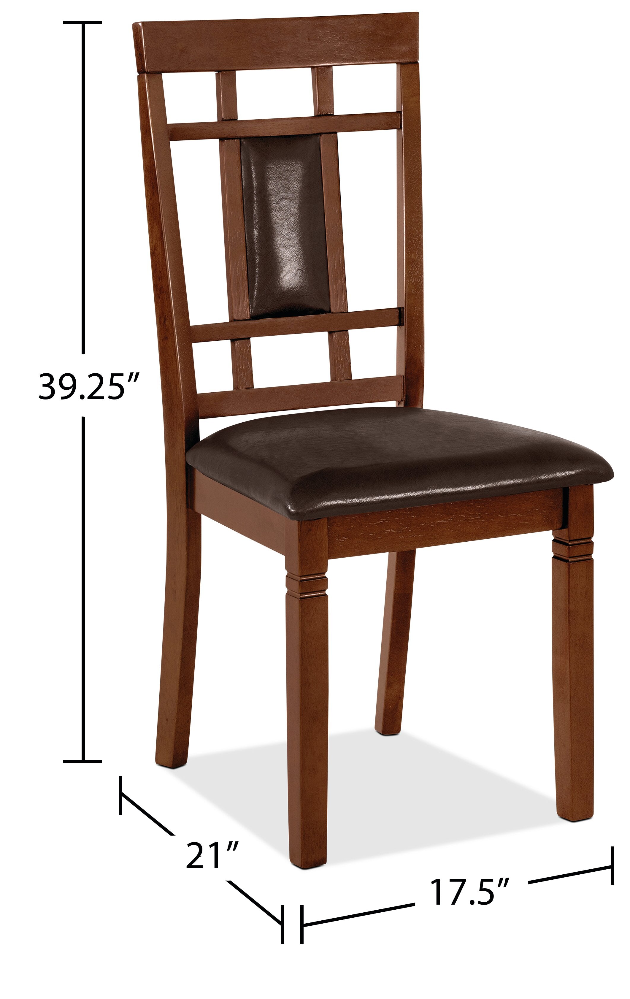 Aran Dining Chair with Vegan-Leather Fabric, Slat-Back - Brown | Chaise de salle à manger Aran en tissu de cuir végétalien avec dossier à lattes - brune