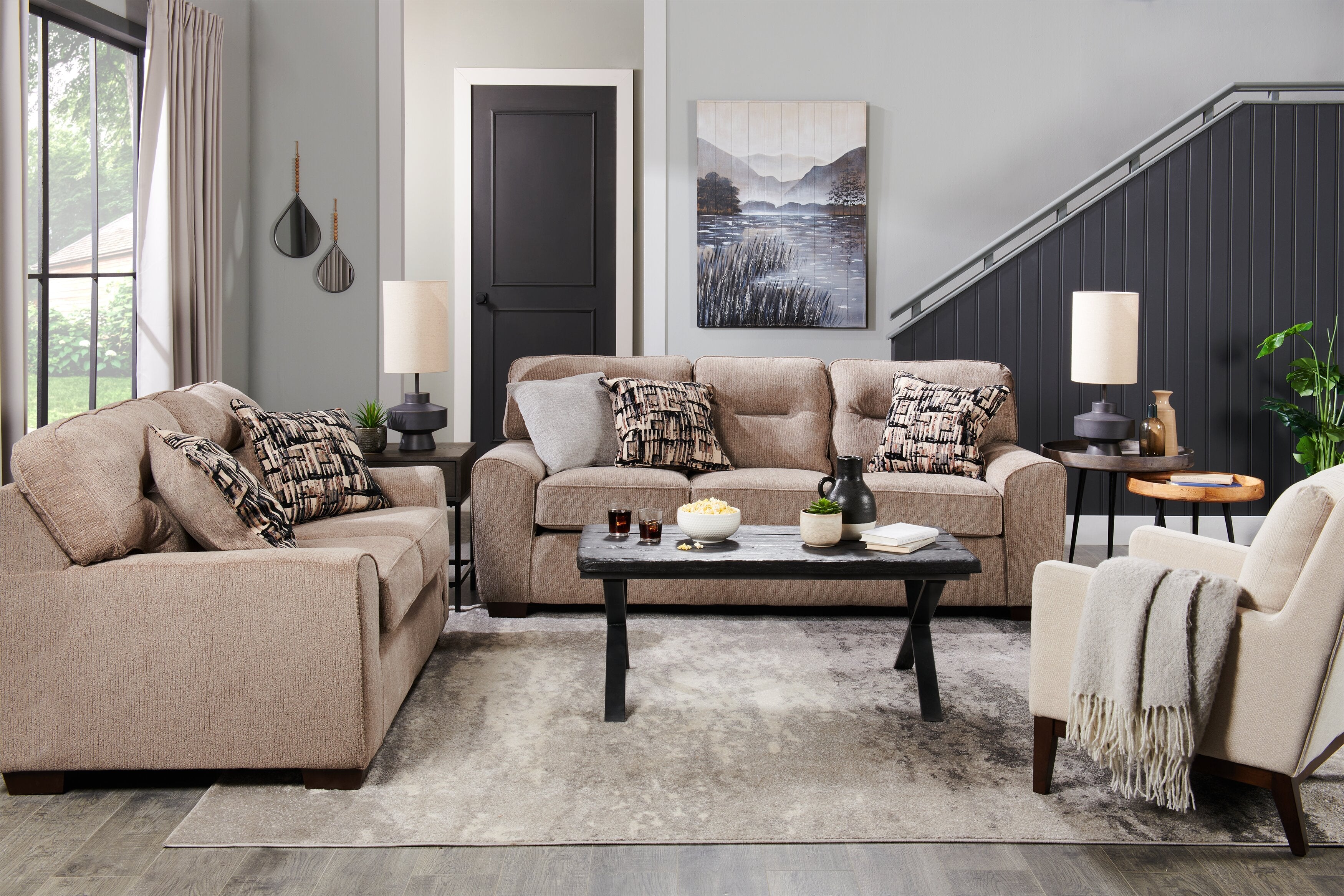 Astana 48" Rustic Coffee Table - Brown with Black Iron Legs|Table à café rustique Astana de 48 po - brune avec pattes en fer noir